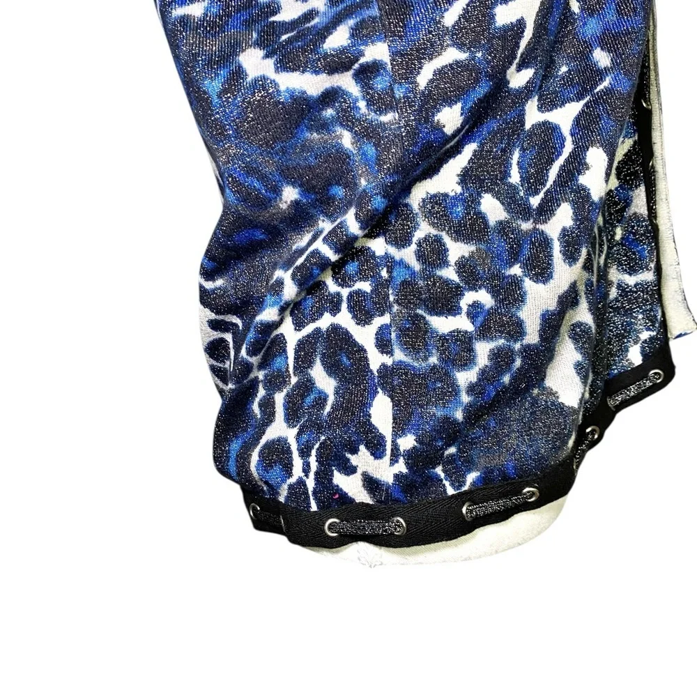 Sharon Young Black and Blue Animal Print Shimmer Long Sleeve Cardigan - Picture 7 of 15